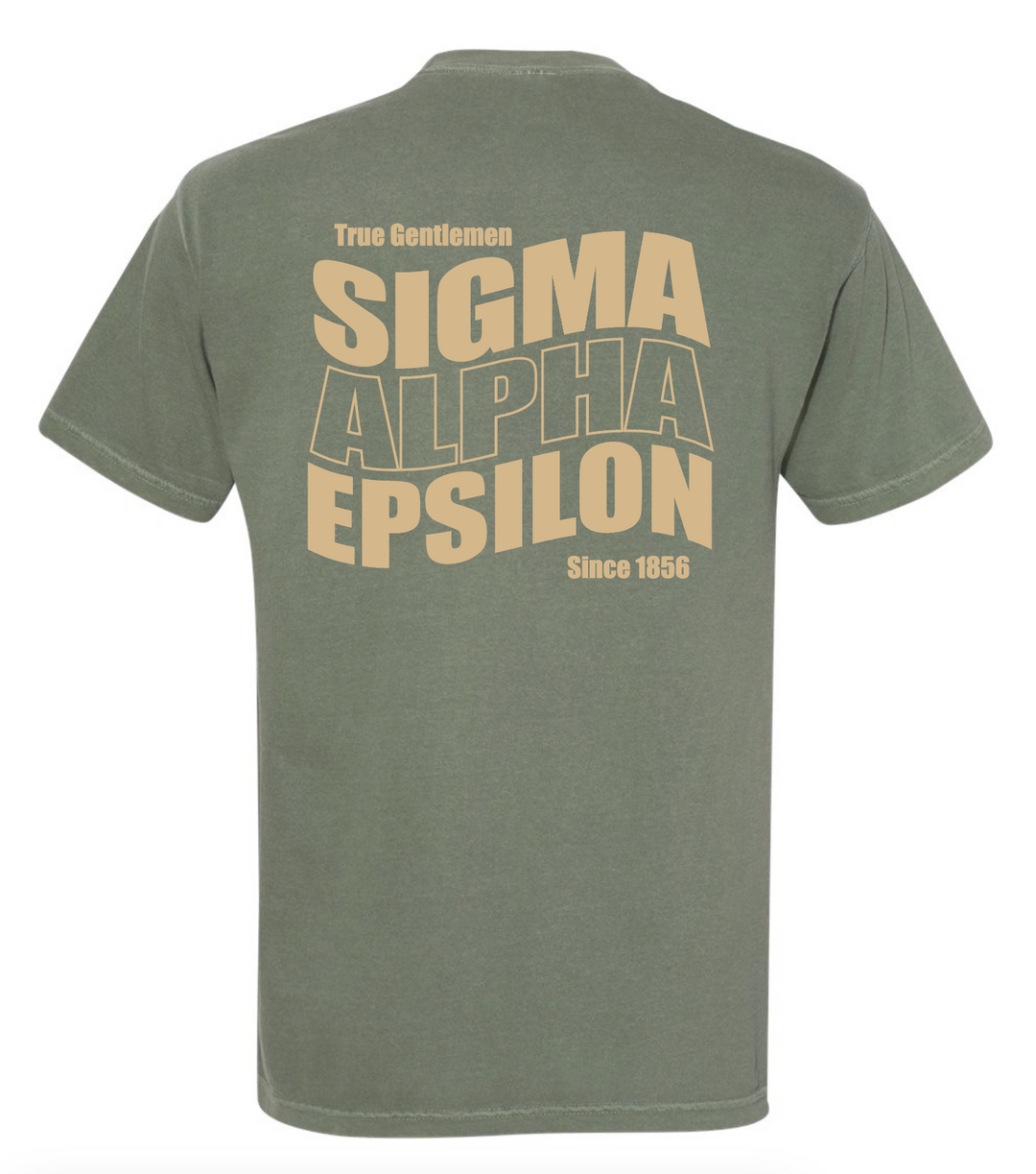 SAE Logo Wave T-Shirt in Moss - The Sigma Alpha Epsilon Store